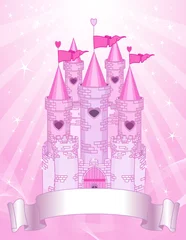 Deurstickers Pink Castle-plaatskaart © Anna Velichkovsky