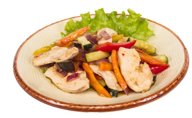Grilled vegetables and chicken fillet