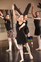 Fototapeta na wymiar Four Young Ballet Students