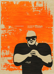 Doorman Poster, Bouncer on grunged paper background