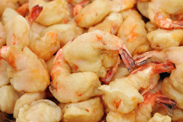 Close-up image of Thai fried prawns