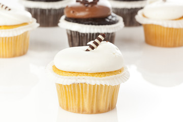 Chocolate and Vanilla Frosted Cupcake