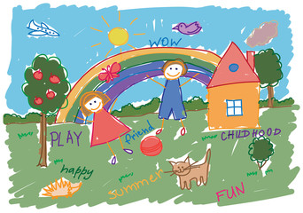 Naklejka premium children style drawing vector