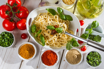 Closeup of a portion of spaghetti