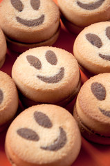 Close-up of smiling cookies, studio shot