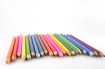Color pencils over white