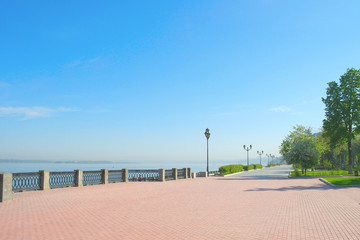View on quay of river Volga