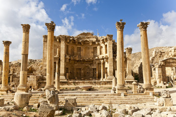 nymphaeum in the roman ancient city of jerash, jordan