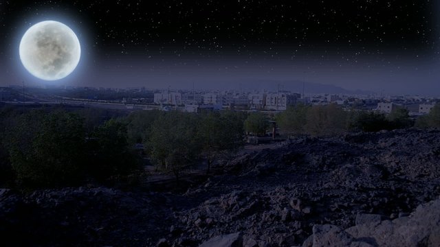 view of south Medina from over mountain at night
