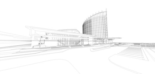 Abstract architectural wireframe