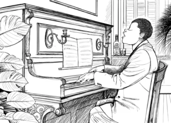 Keuken foto achterwand Muziekband Ragtime-pianist