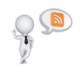 3d small person and RSS symbol.