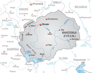 Landkarte von Mazedonien mit Nachbarländern