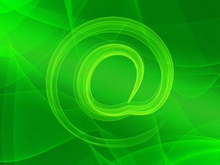 AT symbol on green a background.