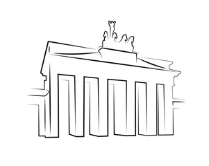 Brandenburg gate silhouette isolated on white - 42535474