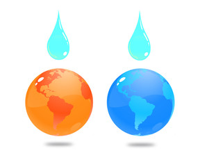 Obraz premium Planète bleue et orange avec gouttes