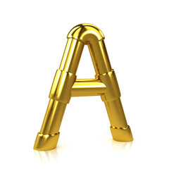 3d Gold Tubing Letter A