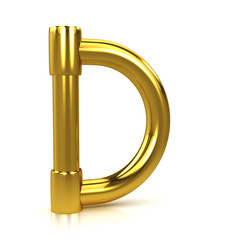 3d Gold Tubing Letter D