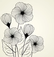 Cercles muraux Fleurs noir et blanc fleurs