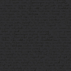 Seamless abstract text pattern on dark gray background. Vector,