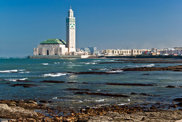 King Hassan II Mosque, Casablanca, Morocco - obrazy, fototapety, plakaty