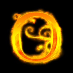 red fiery letters, O