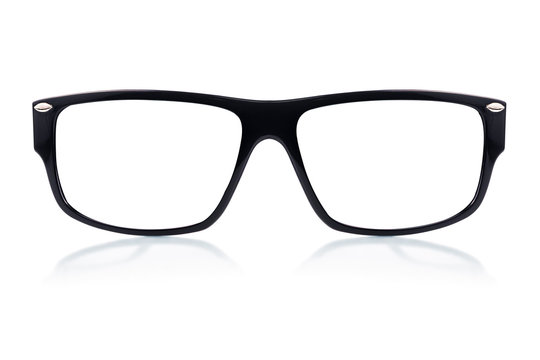 Black framed glasses  on a white background