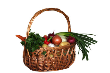 Basket and vegetables