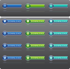glossy download button icon set