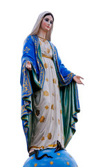 Virgin mary statue on white background