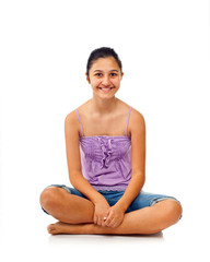Smiling girl on white background