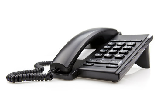 Black Office Phone Isolated On White Background