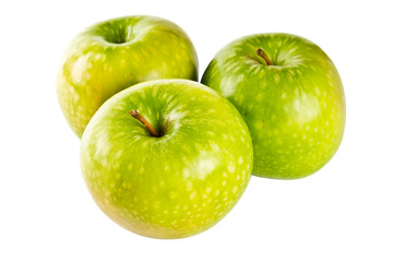 three green apple isolated on white background