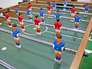 active football toy sport game, abstract arena closeup, children's desktop table soccer, sport field area, entertainment diversity