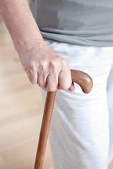 Elderly Woman with Walking Stick