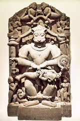 Vishnu in form as Narasimha (Man-Lion), from 11th century, India