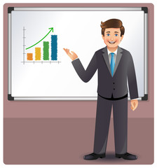 Businessman presenting profits on a whiteboard
