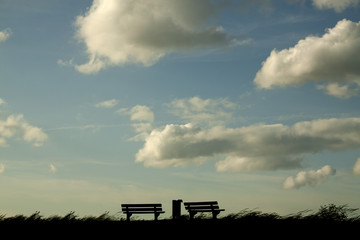Benches on a dike