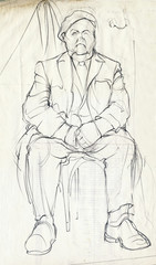 Fototapeta na wymiar sketch of old man
