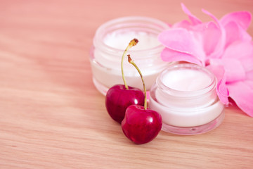 beauty product with natural ingredients (cherries)