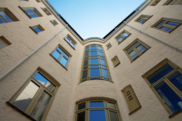 High building under the blue sky