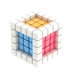 Colorful glossy cube isolated