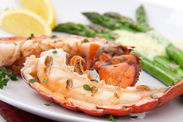 Grilled lobster tails - obrazy, fototapety, plakaty