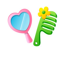 Vector icon mirror and comb