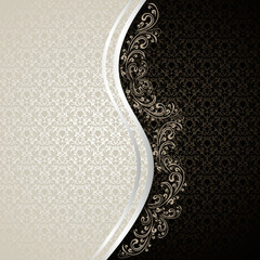 Luxury Background decorated a Vintage ornament: silver and black