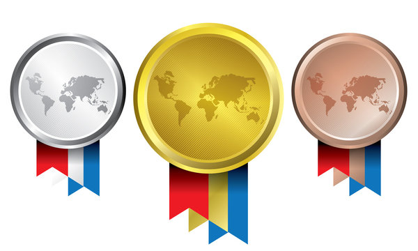 Awards as medals - gold, silver and bronze