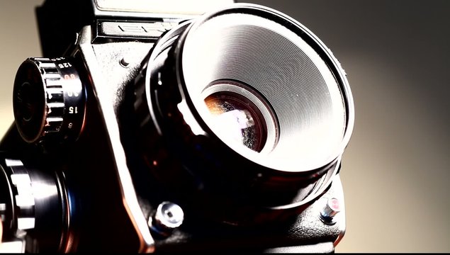 Close up of old camera