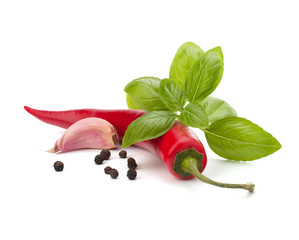 Chili pepper and flavoring herbs