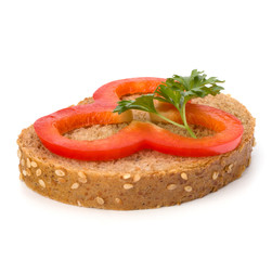 open healthy sandwich with vegetable
