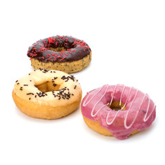 Delicious doughnuts isolated on white background